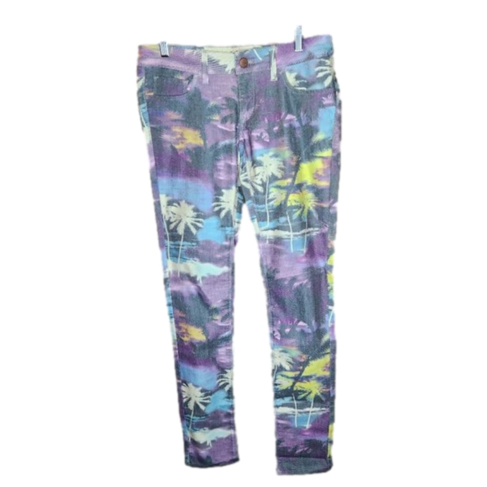 Mavi NWT Serena Low Rise Super Skinny Purple/Blue Palm Trees Size 27